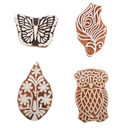 Set of 4 Piece New Mix Wooden Printing Block